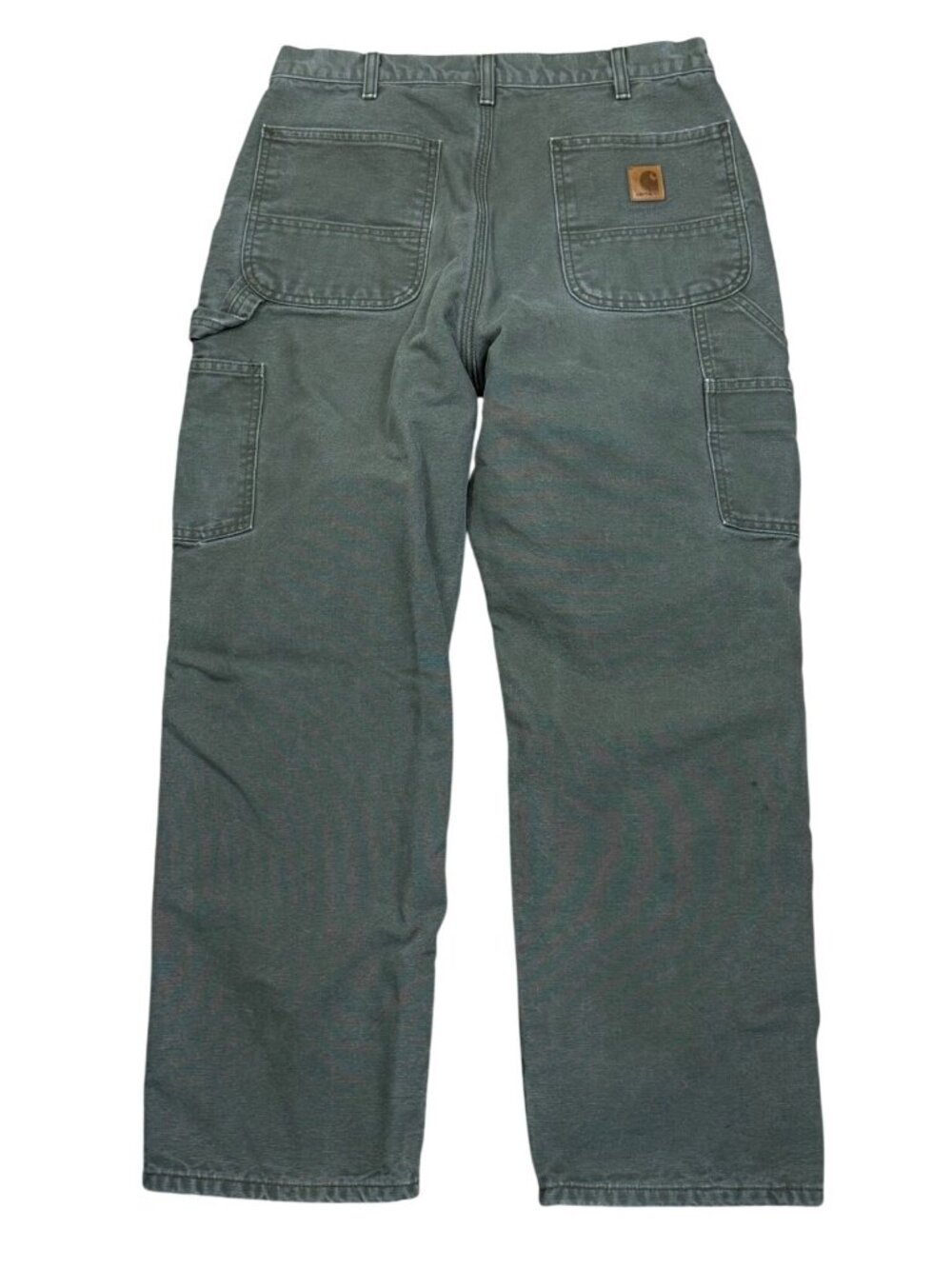 Vintage Carhartt Green Loose Fit Canvas Work Pants Mens 34x30 Plaid Lined Heavy-
